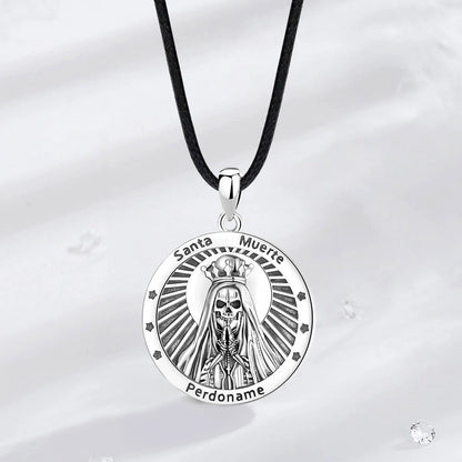 Eudora 925 Sterling Silver Santa Muerte Necklace