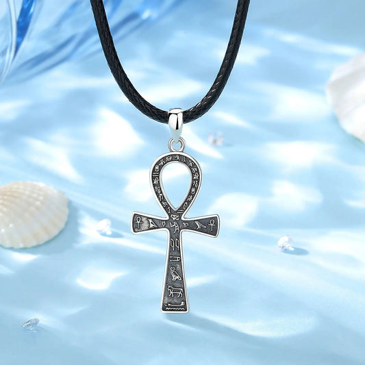 Eudora 925 Sterling Silver Ancient Egyptian Ankh Cross Necklace