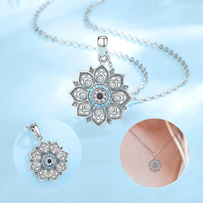 Lotus & Protective Eye 925 Sterling Silver Necklace