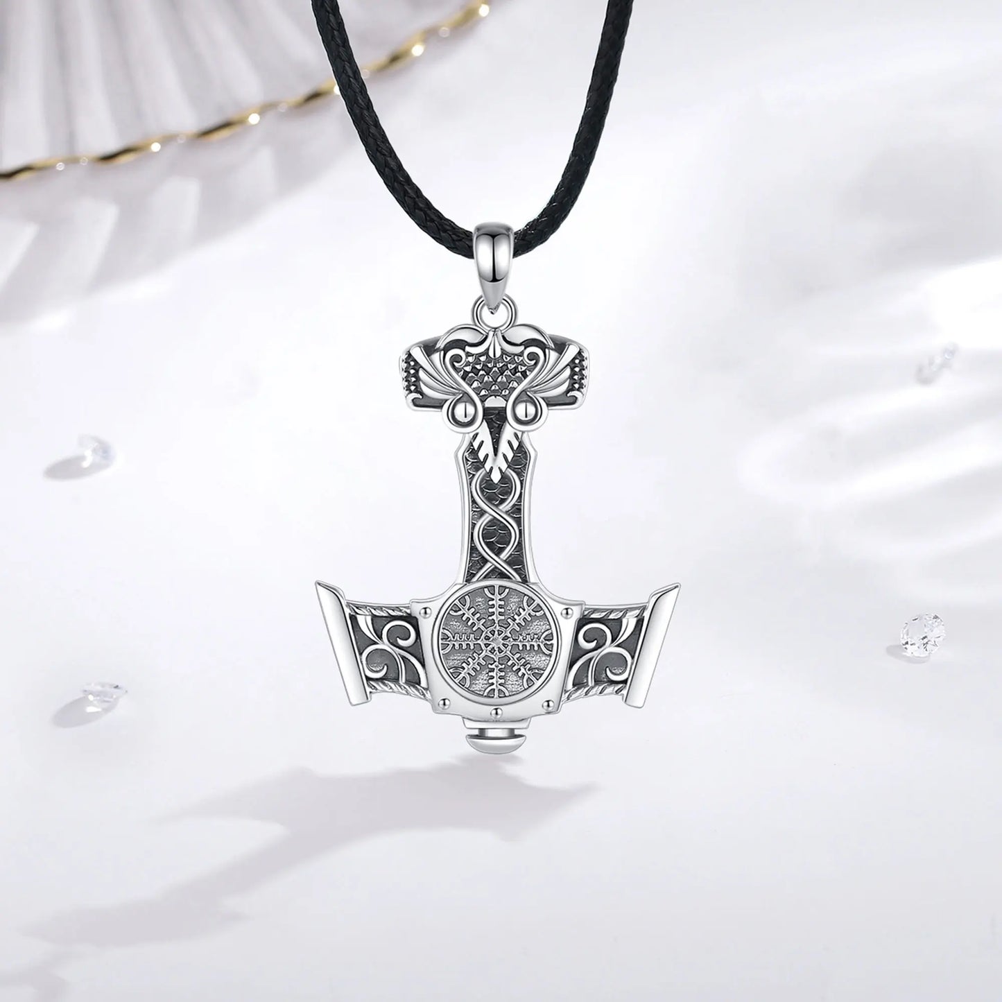 Eudora 925 Sterling Silver Norse Viking Thor's Hammer Necklace