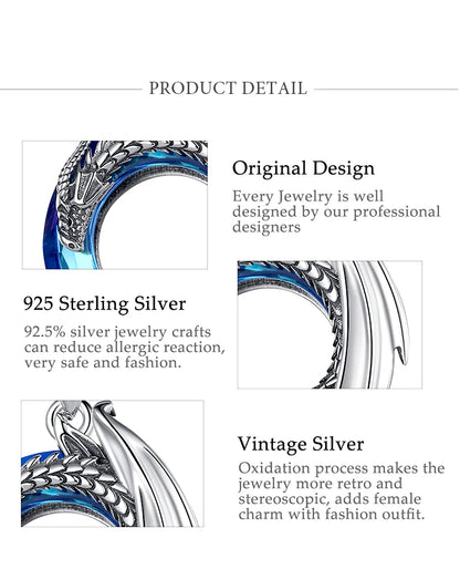 Eudora Real 925 Sterling Silver Dragon Neckalce