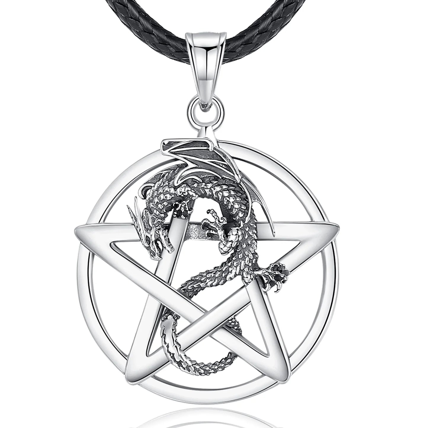 Eudora Original 925 Sterling Silver Pentagram Dragon Necklace