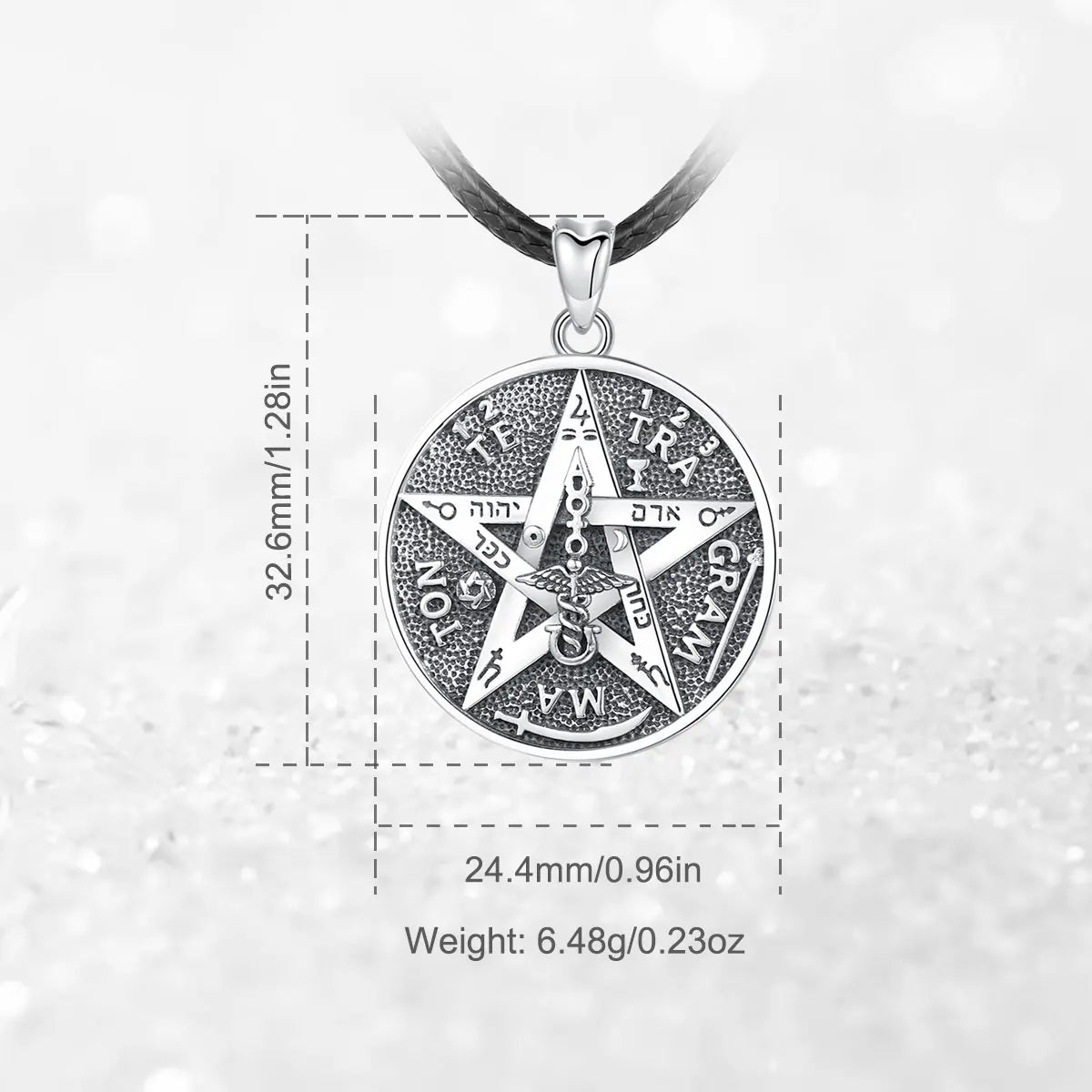EUDORA 925 Sterling Silver Pentagram Runes Necklaces