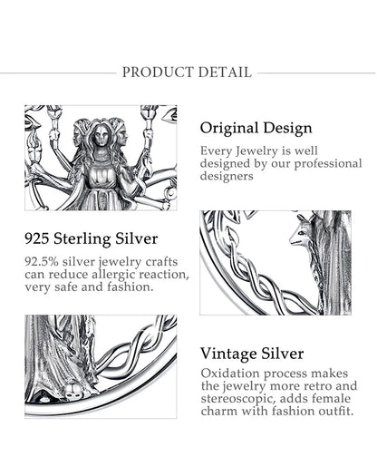 925 Sterling Silver Triple Moon Goddess Necklace Hecate Amulet Pendant