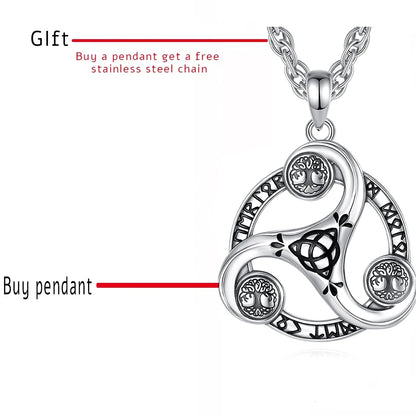 Eudora 925 Sterling Silver Celtic Knot Spiral Triquetra Neckalce