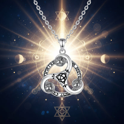 Eudora 925 Sterling Silver Celtic Knot Spiral Triquetra Neckalce