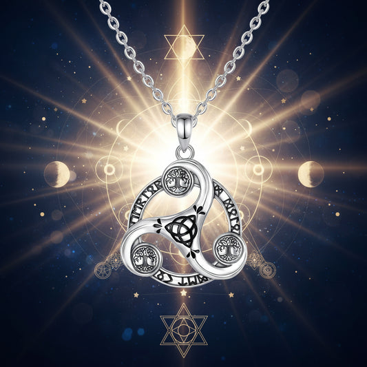 Eudora 925 Sterling Silver Celtic Knot Spiral Triquetra Neckalce