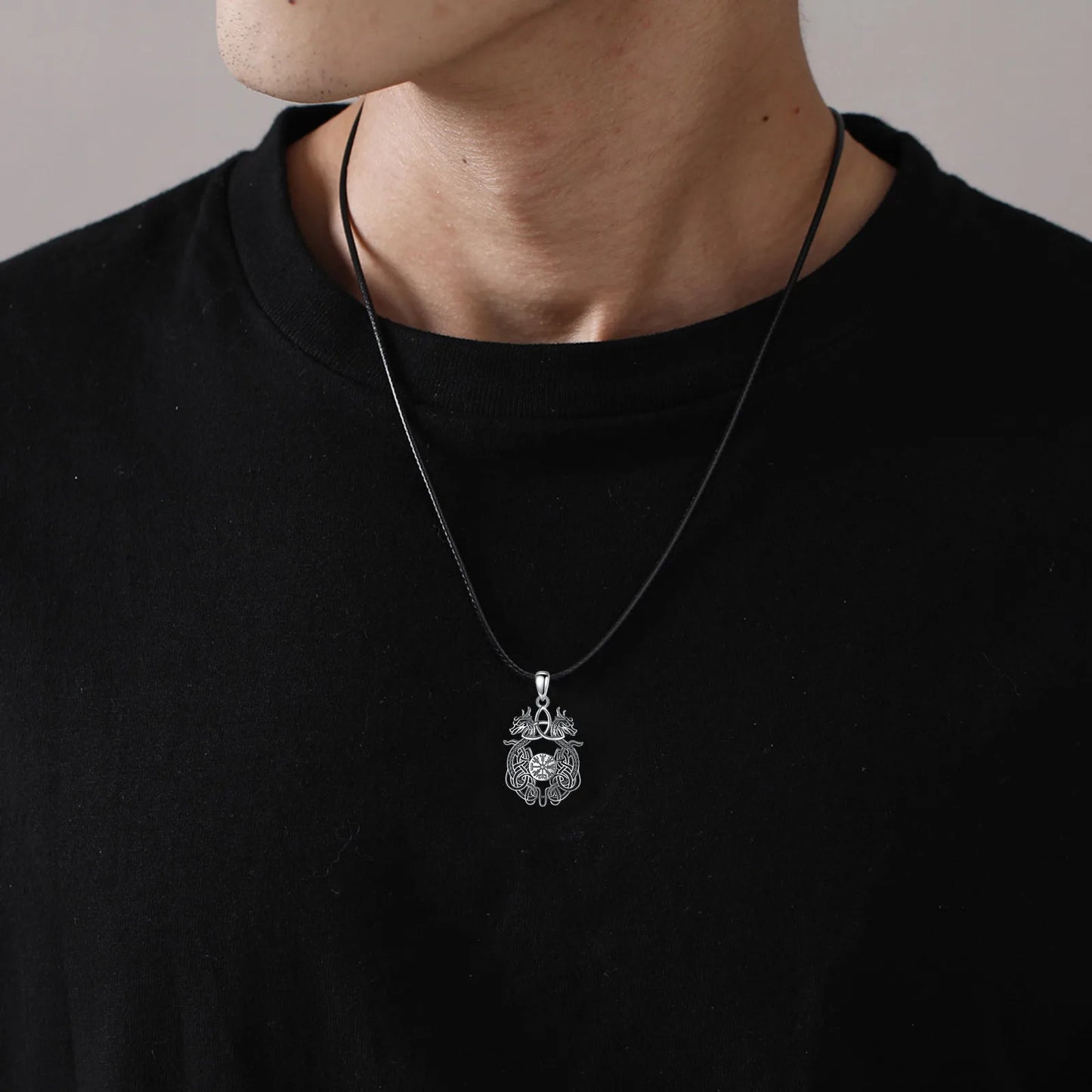 Eudora 925 Sterling Silver Viking Dragon Necklace