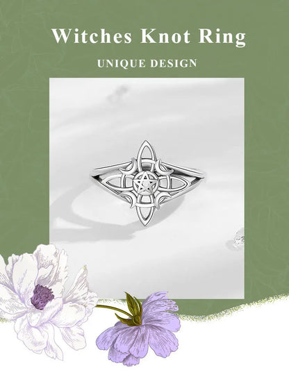 Eudora 925 Sterling Silver Witch Knot Adjustable Ring for Women