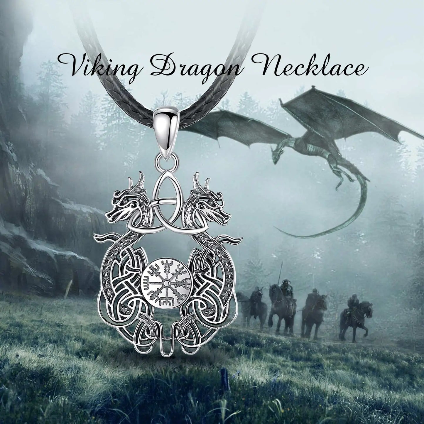 Eudora 925 Sterling Silver Viking Dragon Necklace