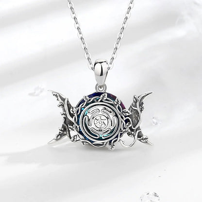 Eudora 925 Sterling Silver Hecate Wheel Necklace for Women Man Austrian Crystal Triple Moon Goddess