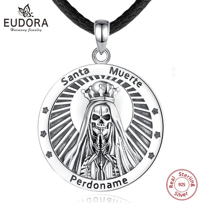Eudora 925 Sterling Silver Santa Muerte Necklace