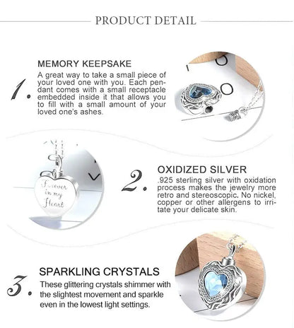 Eudora 925 Sterling Silver Heart Locket Heart cremation memorial ashes urn