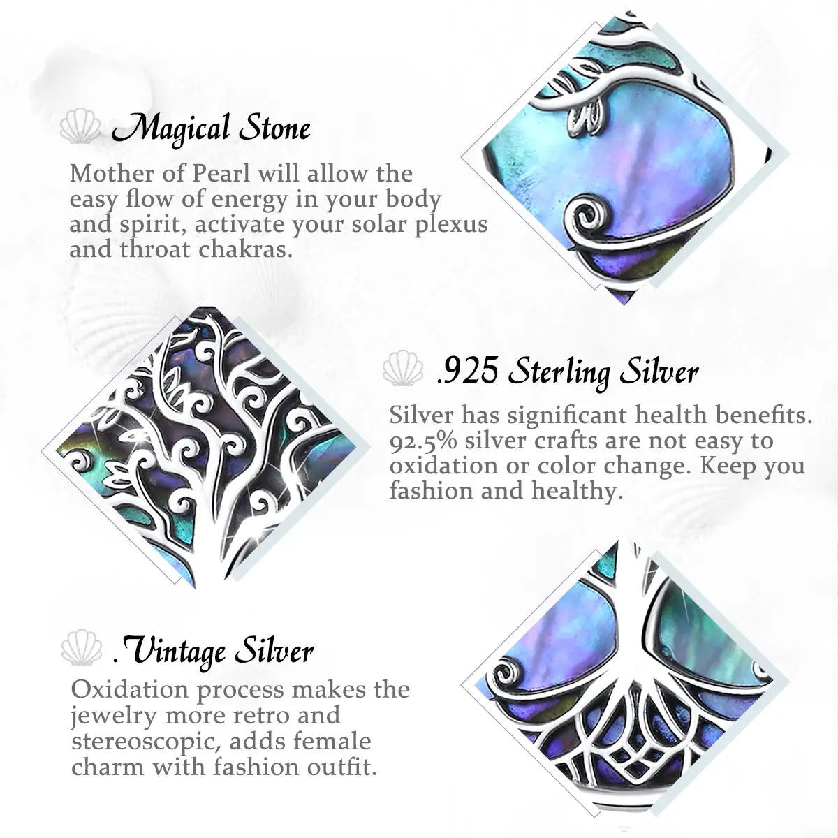 EUDORA Genuine 925 Sterling Silver Tree of Life