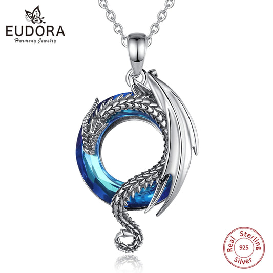 Eudora Real 925 Sterling Silver Dragon Neckalce