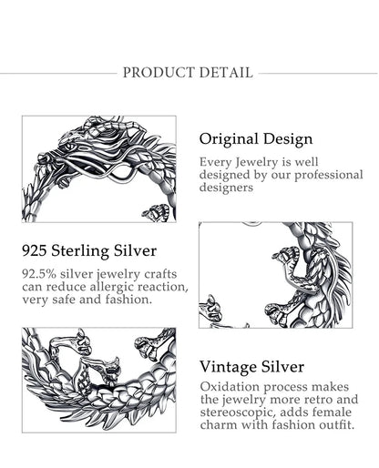 Eudora 925 Sterling Silver Dragon Neckalce