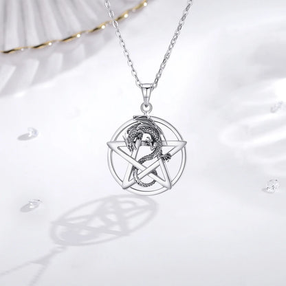 Eudora Original 925 Sterling Silver Pentagram Dragon Necklace