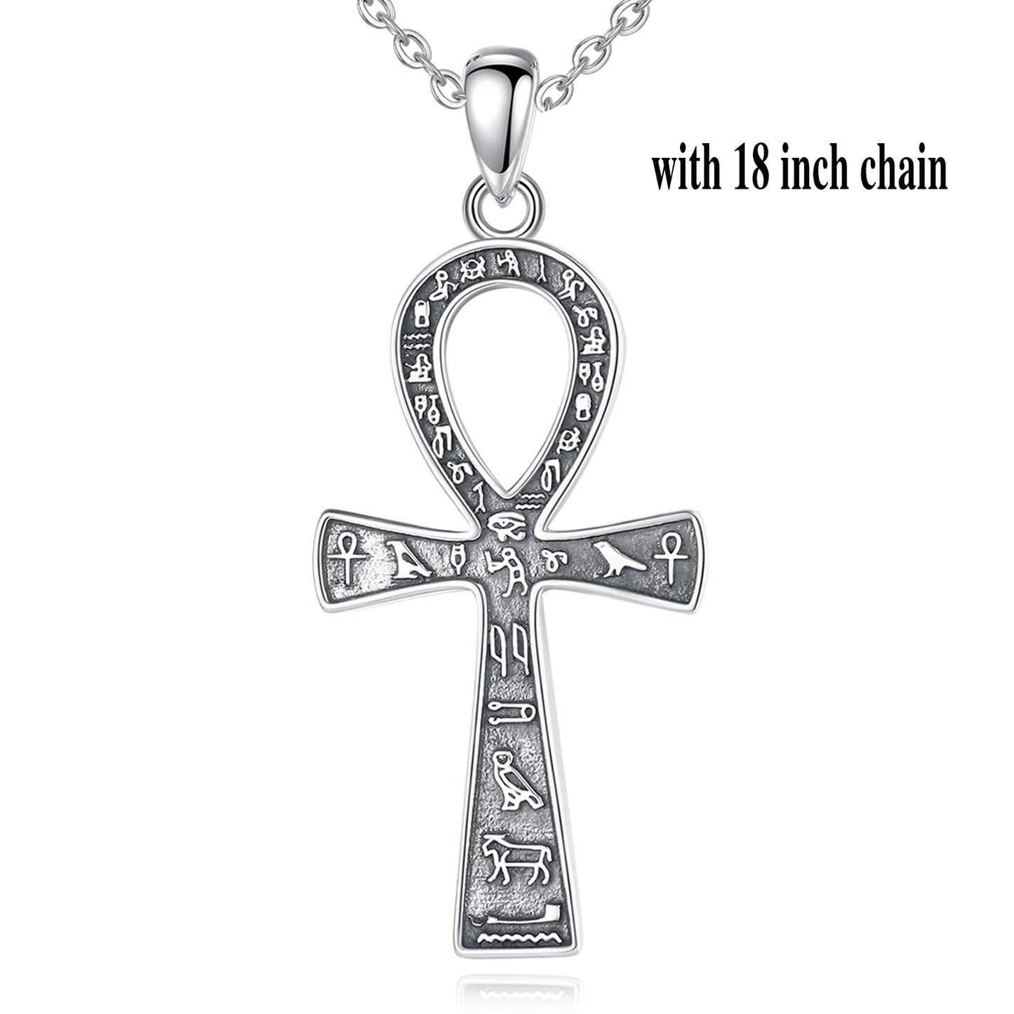 Eudora 925 Sterling Silver Ancient Egyptian Ankh Cross Necklace